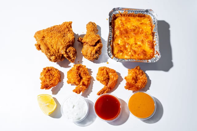 4 Shrimp 2 Chicken & 1 Side.