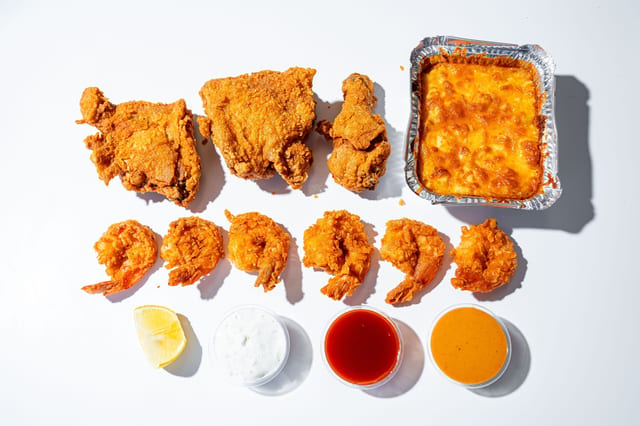 6 Shrimp 3 Chicken & 1 Side.