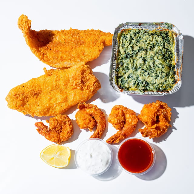 4 Shrimp 2 Fish & 1 Side.