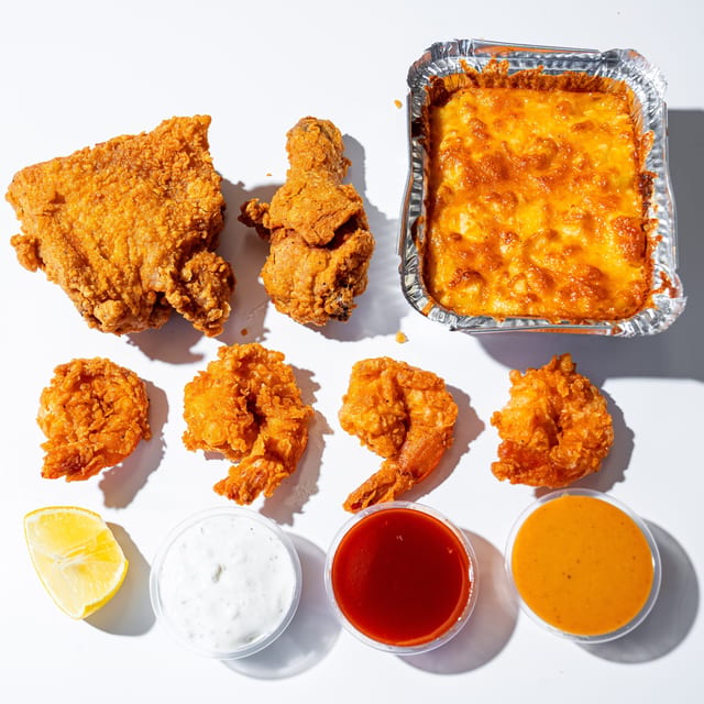 4 Shrimp 2 Chicken & 1 Side.