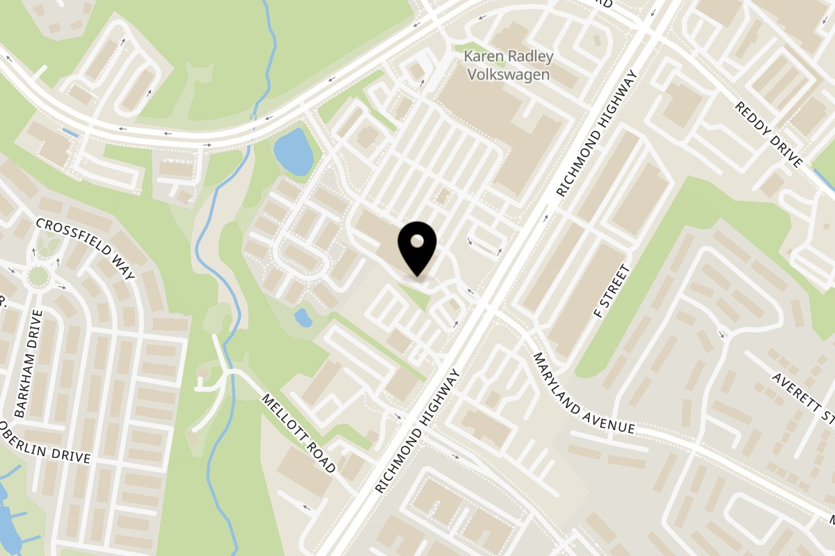 Map showing the location of Southern Style Chicken & Waffle 1933 Daniel Stuart Square on 1933 Daniel Stuart Square in Woodbridge